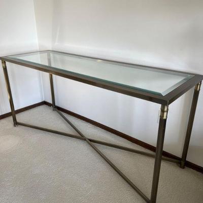 Glass & Bronzed Metal Sofa Table