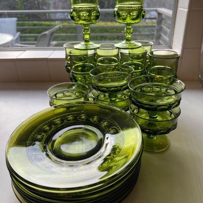 Green Anchor Hocking Georgian Glassware
