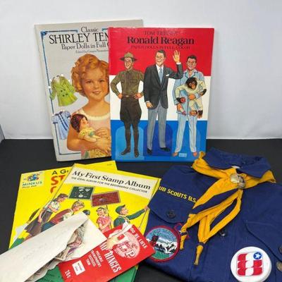 Cub Scout Shirt & Shirley Temple & Ronald Reagan Paper Dolls