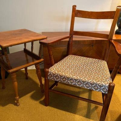 Vintage Shaker Style Chair & Mid Century Maple Side Table