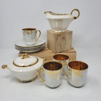 Demitasse Lusterware & Gold Tea Set
