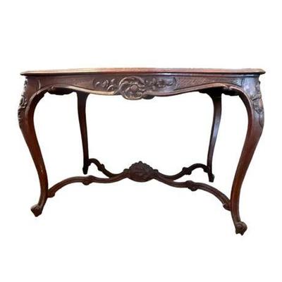 Lot 003  
Carved Side Table with Black Marble Top