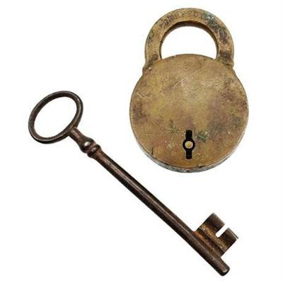 Lot 165   
Antique 1882 Perfection Brass Lock and Key