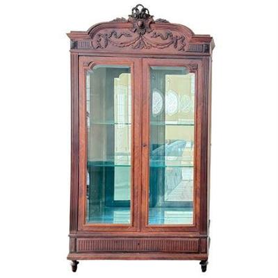 Lot 008   
Renaissance Carved Curio Cabinet/Chifforobe