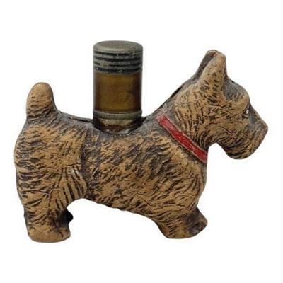 Lot 117   
Antique Carved Wood Scottie Dog Brass Table Lighter