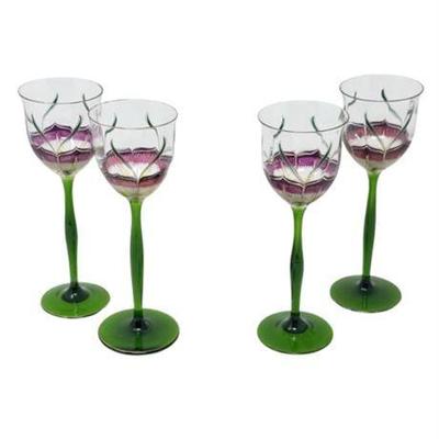 Lot 062   
Art Nouveau Theresienthal Enameled Wine Glasses C. 1900, Four (4)