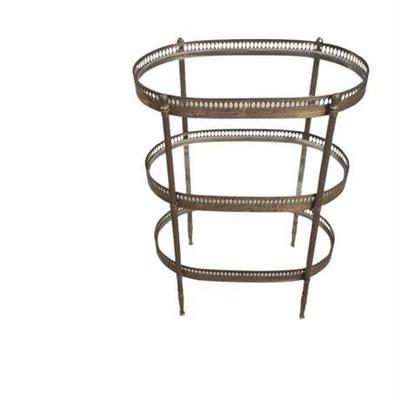 Lot 276-001
1940s Tiered Brass and Glass Oval Table