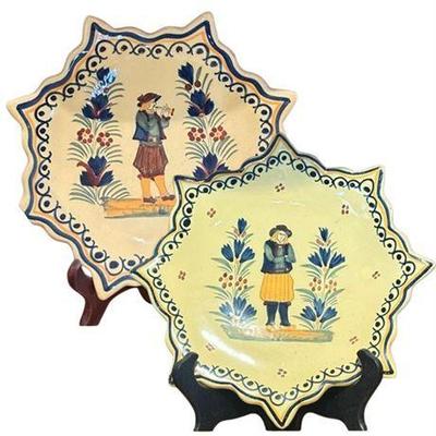 Lot 058   
Quimper Scalloped/Lace Edge Plates Two (2)