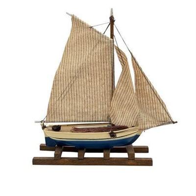 Lot 137   
Wooden Model Sailboat with Two Sails