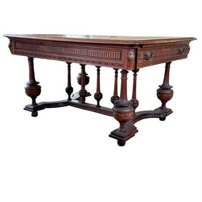 Lot 018  
Jacobian Style 3D Parquet Pattern Dining Table, Pre 1900
