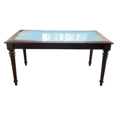 Lot 174   
Dining Table Woven Cane Top and Glass Overlay