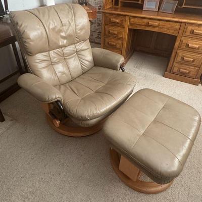Leather chair ottoman