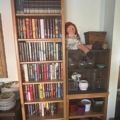 Bookshelves books & vases