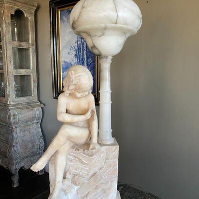 Lighted Alabaster figural lamp 12x31x6