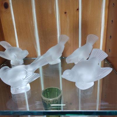 5 LALIQUE sparrows