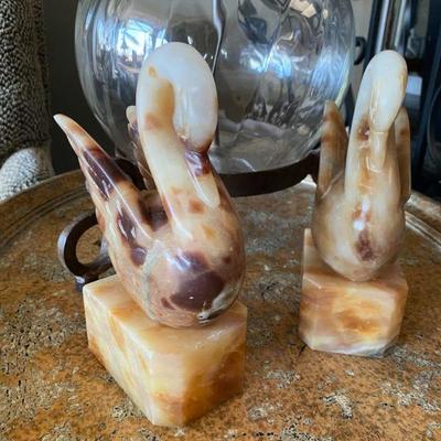 Onyx cared swan bookends.