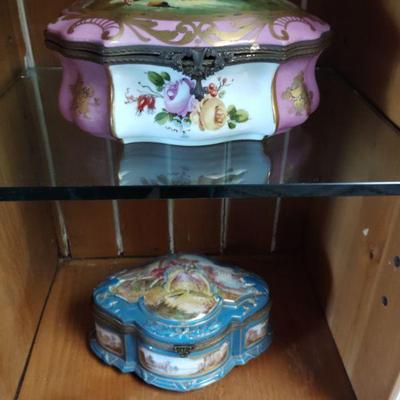 SEVRES style painted porcelain dresser boxes
French
