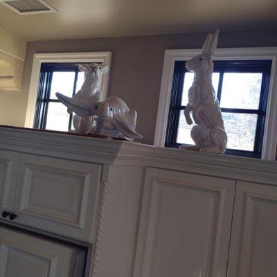 European faience rabbits  20th century.  misc heights