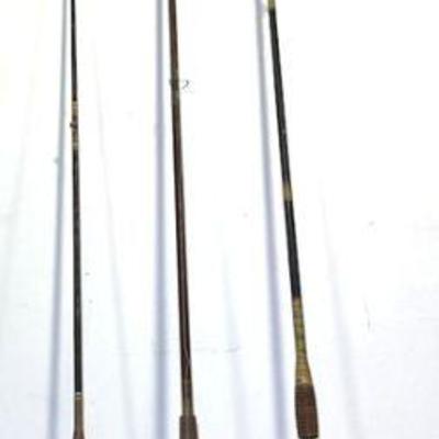 Vintage Wooden Fishing Poles And Penn Ocean City Reels