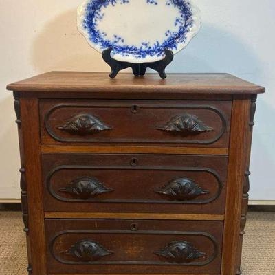 Victorian Style 3 Drawer Chest Beautiful Detail. W & E Corn Porcelaine Royale Garland Platter