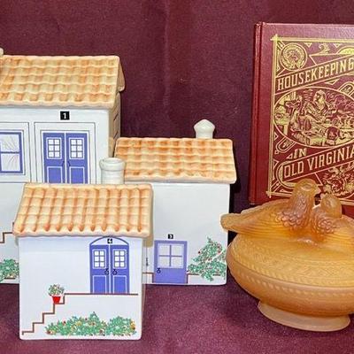 Bernarda European Cottage Canisters, Vintage Housekeeping In Old Virginia & Westmoreland Bird Dish