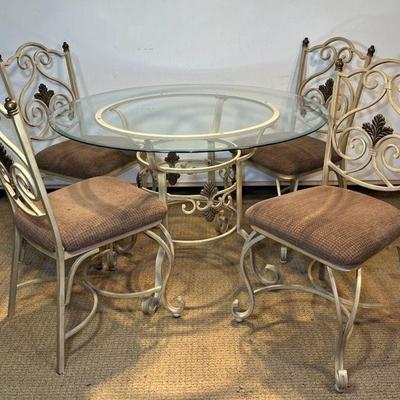 Amanda Sutton Glass Top Dining / Patio Table & Cushioned Chairs
