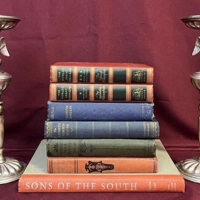 Vintage Dilly Cast Metal Eagle Candle Holders & Hardcover Reads-Worlds Greatest Thinkers 1st Print