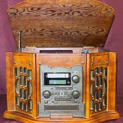Innovative Tech ITRR-501 Wooden Turntable Recordable 5-1 Music Center Vinyl, CD, Cassette Tape