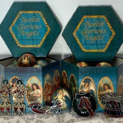 Vintage Twelve Glorious Angels & Stained Glass Suncatcher Ornaments