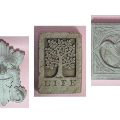 1989 Carruth Studios Smiling Stone Wall Art, 1995 Carruth Hummingbird, 1997 Carruth “Life”