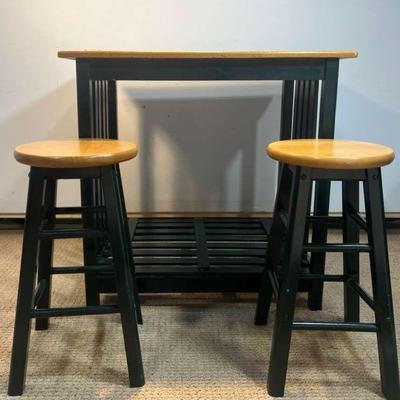 High Table And Stools: Dark Green
