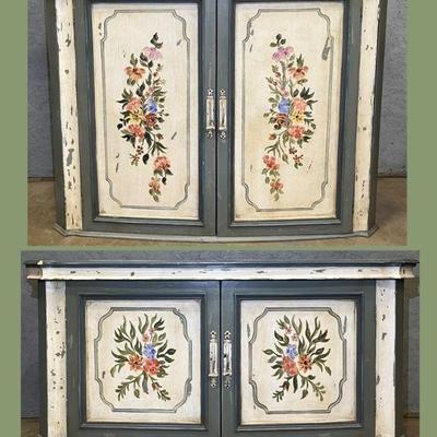 Arhaus 2 Piece Entertainment Center / Buffet Distressed Floral