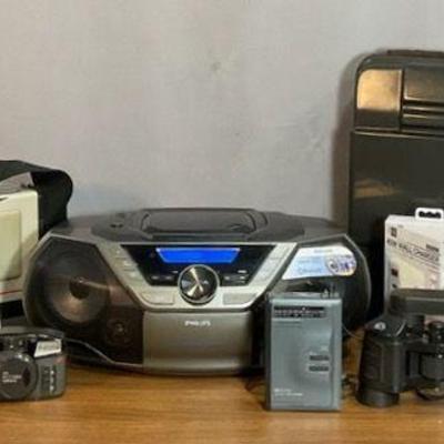 Vintage RCA Camcorder, Vintage Realistic AM/FM Stereo Mate Walkman, Philips Cassette/CD