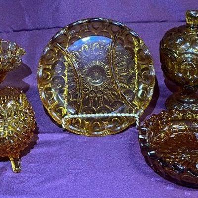 MCM Amber Glass Compote, Candy Dishes, Ashtray Collection