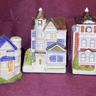 Vintage Otagiri Ceramic Houses With Bank And Takahashi Containers