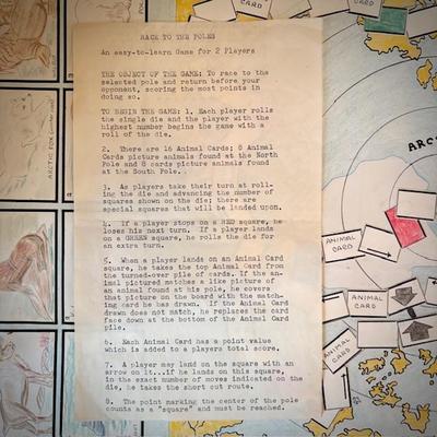 Vintage "Race to the Poles" hand-made board game