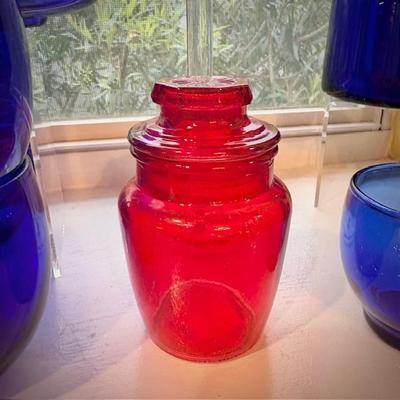 Vintage ruby red apothecary jar