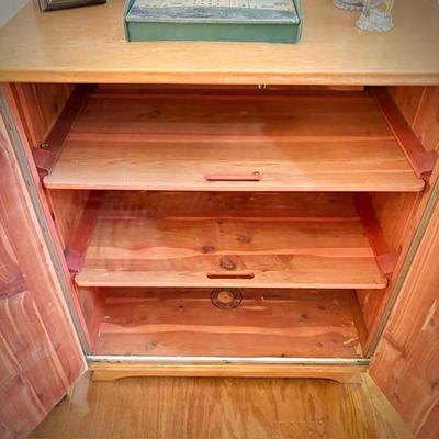 Mid-century Lane cedar-lined standing chest with pullout shelves