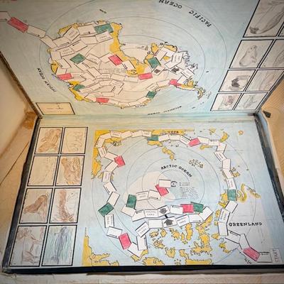 Vintage "Race to the Poles" hand-made board game