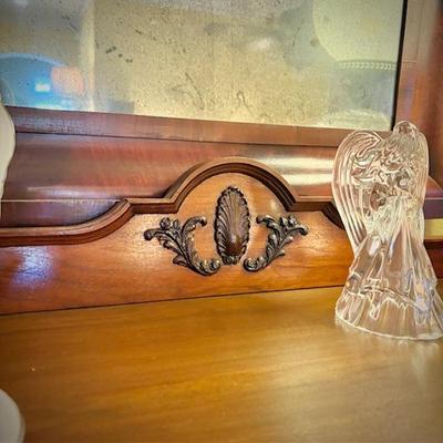 Sale Photo Thumbnail #315: Antique china cabinet with glass front and sides, filled with Block Spal "Grey Dawn" china