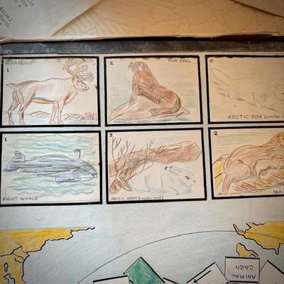 Vintage "Race to the Poles" hand-made board game