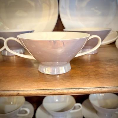 MCM Germany Rosenthal-Continental "Crystalline Blue" china set with white inside, iridescent lavender/blue exterior