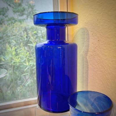 Vintage cobalt blue glass - vase