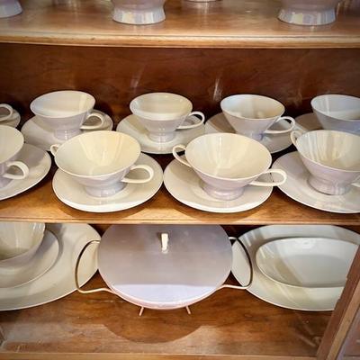 MCM Germany Rosenthal-Continental "Crystalline Blue" china set with white inside, iridescent lavender/blue exterior