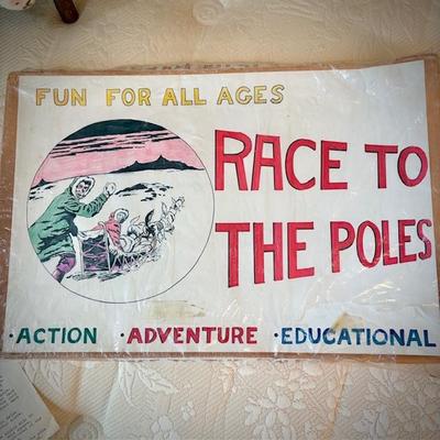Vintage "Race to the Poles" hand-made board game