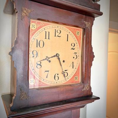 Antique 1850s grandfather clock, made in Connecticut