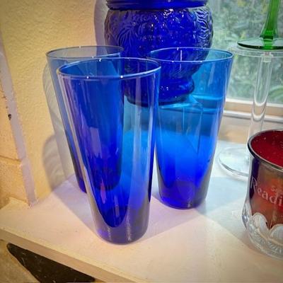 Vintage cobalt blue glass - drinking glasses