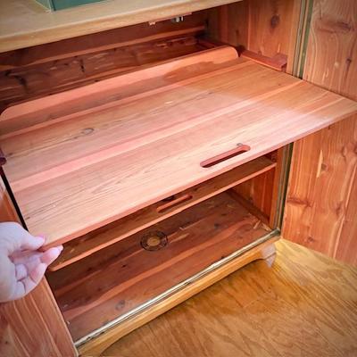 Mid-century Lane cedar-lined standing chest with pullout shelves