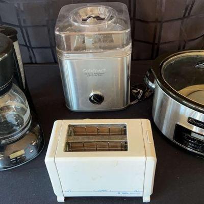 Cuisinart Ice Cream Maker, Crockpot, Mr. Coffee And rival Toaster. All Power On
