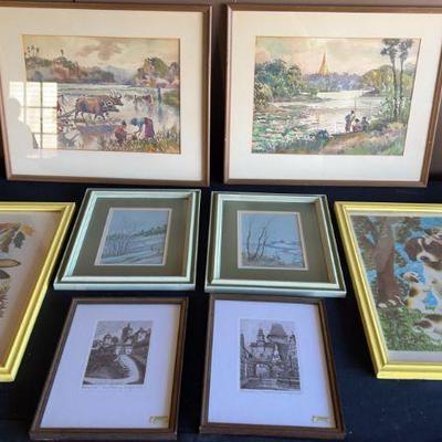 Watercolors, Etchings, Prints By Various Artists
